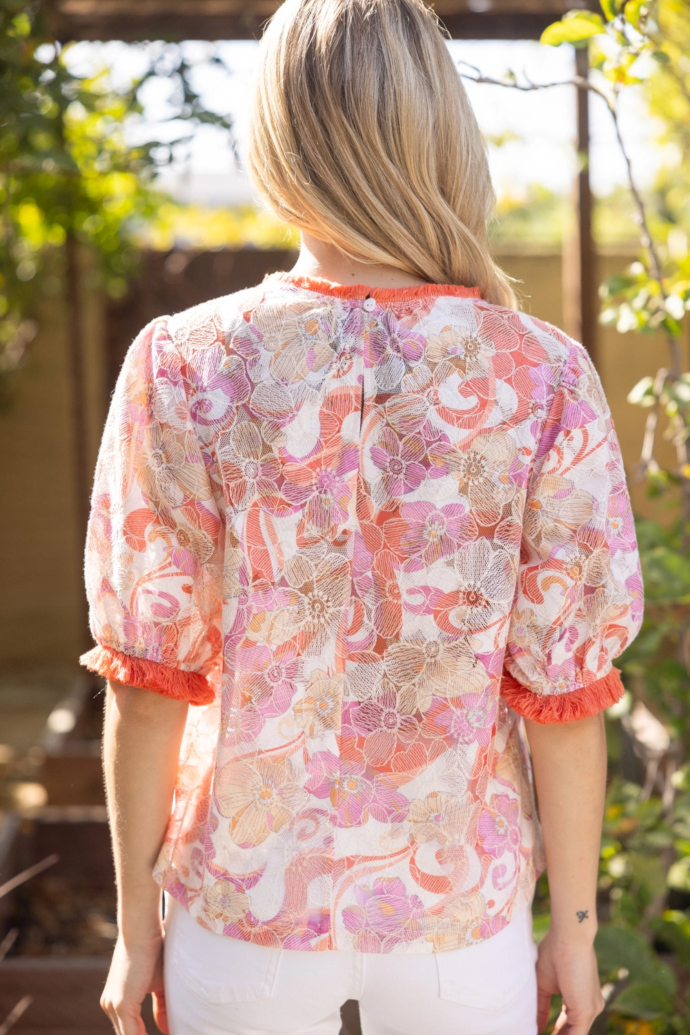 FLORAL  LACE FRINGE TOP