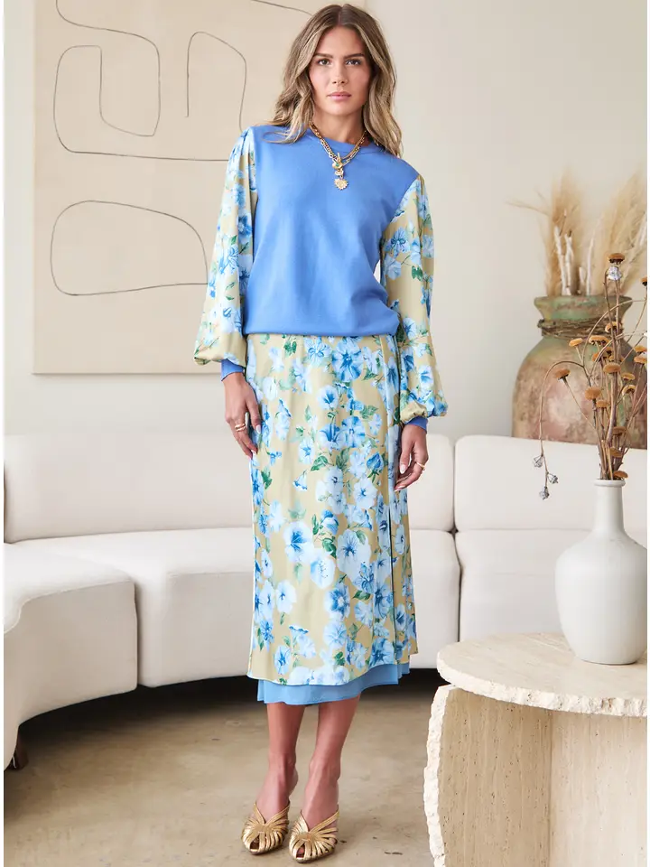 FLORAL COMBO LONG SLEEVE TOP