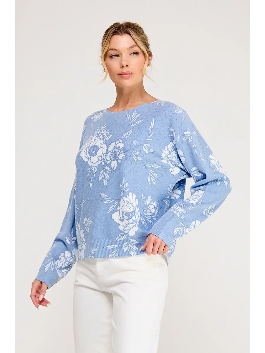 Light-blue floral pointelle sweater - product image 2