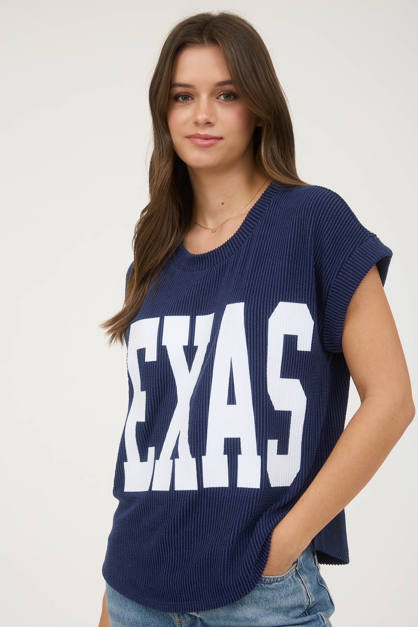 TEXAS SHORT SLEEVE KNIT TOP