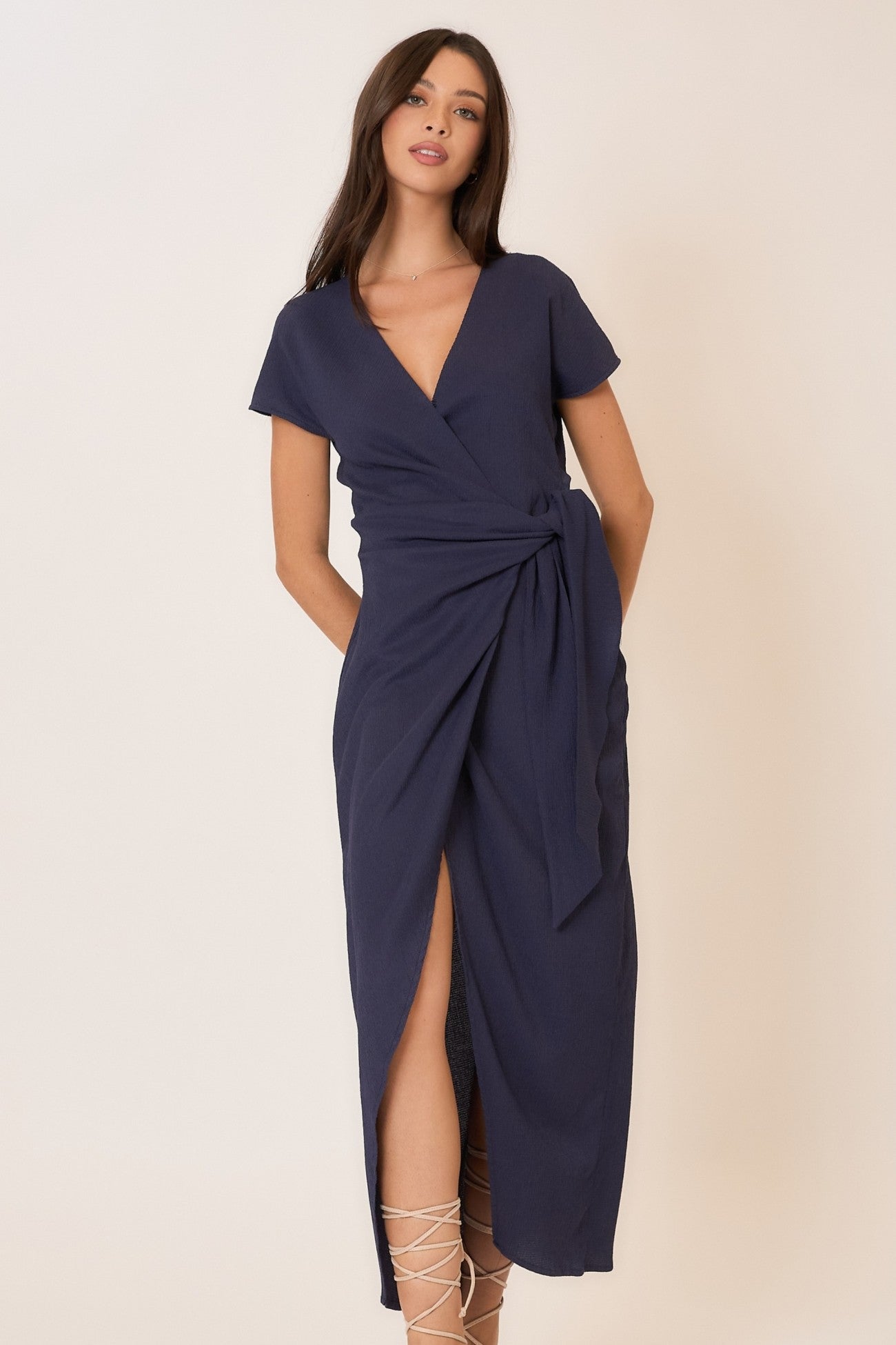 WRAP WAIST TIE MAXI DRESS