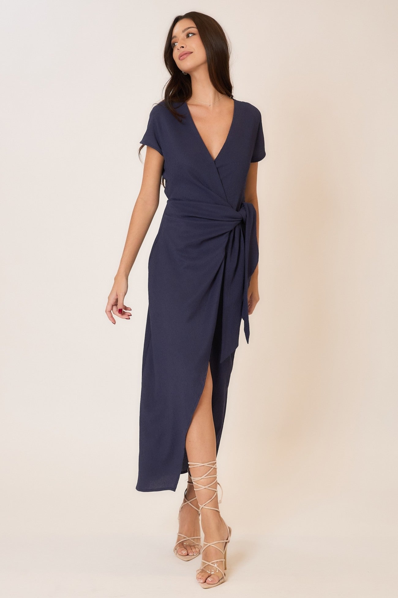 WRAP WAIST TIE MAXI DRESS