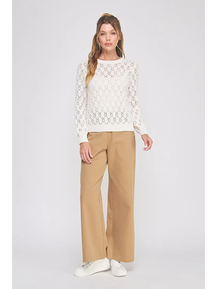 DIAMOND POINTELLE KNIT TOP