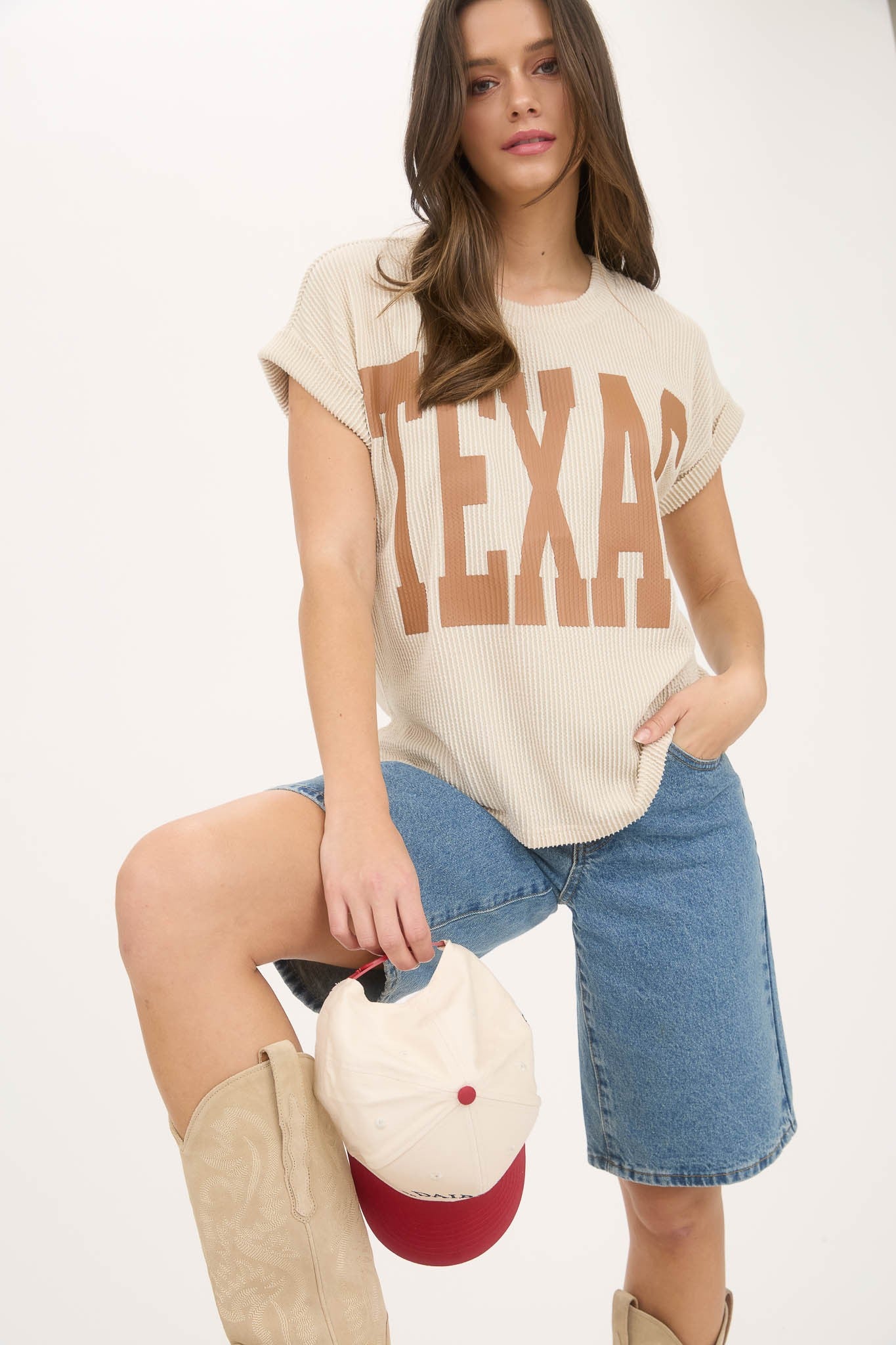 TEXAS SHORT SLEEVE KNIT TOP