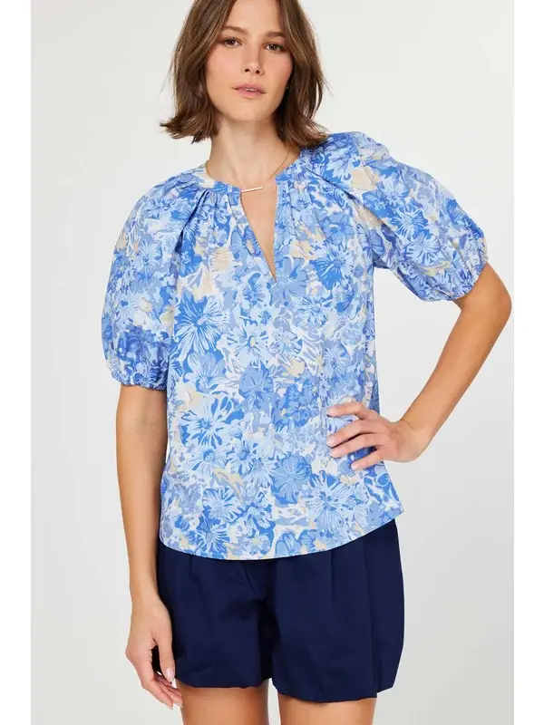 FLORAL PRINTED VNECK BLOUSE