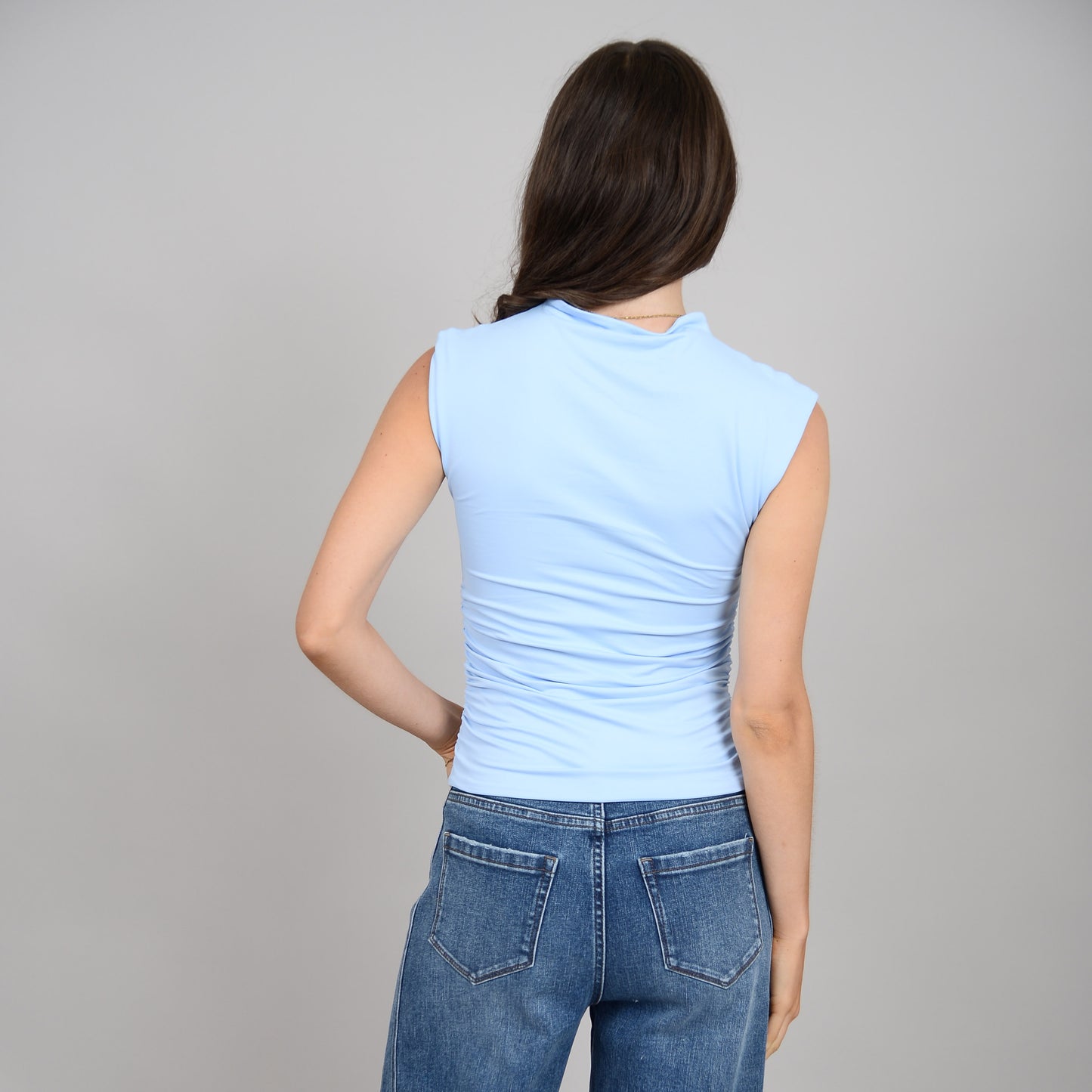 YVE MOCK NECK RUCHED TANK TOP