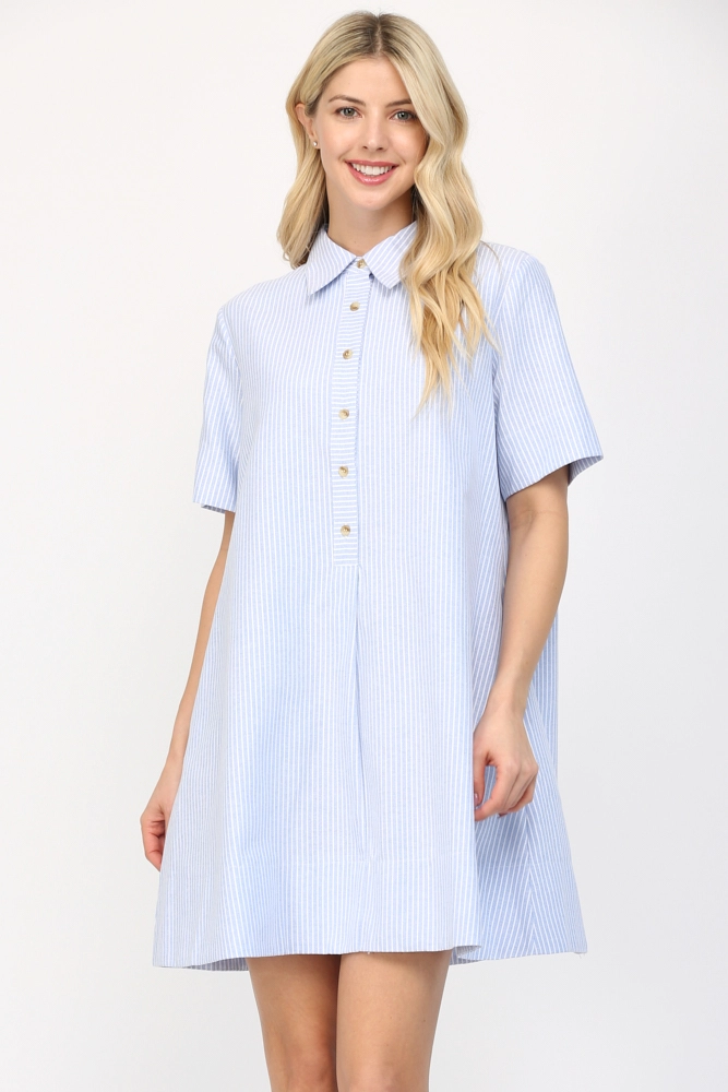PIN STRIPE A LINE SHIRT DRESS