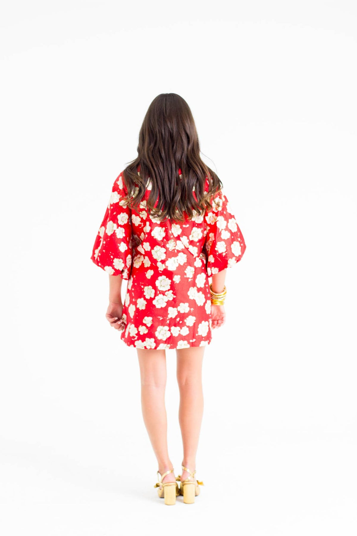 Floral Balloon-Sleeve Mini Dress