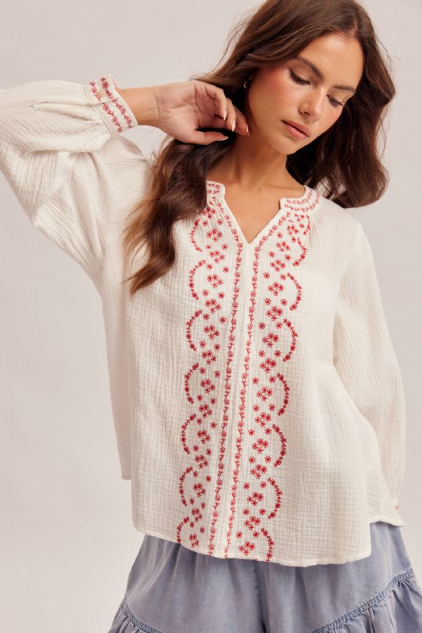 EMBROIDERED COTTON BLOUSE