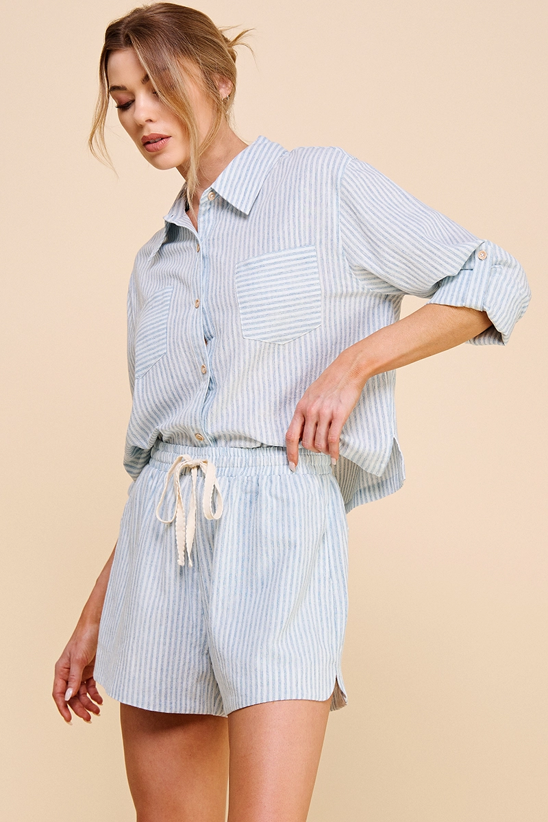 CROPPED LINEN LONG SLEEVE SHIRT