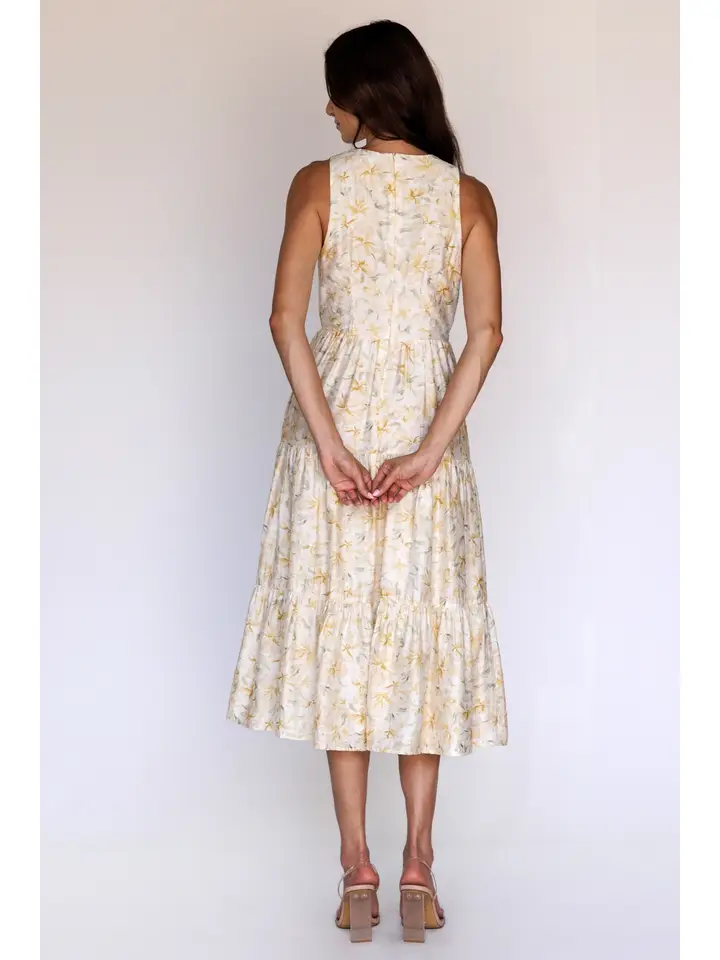 FLORAL SLEEVELESS MIDI DRESS
