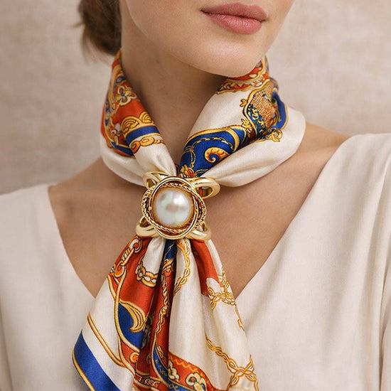 14K Gold Dipped Pearl Frame Scarf Ring