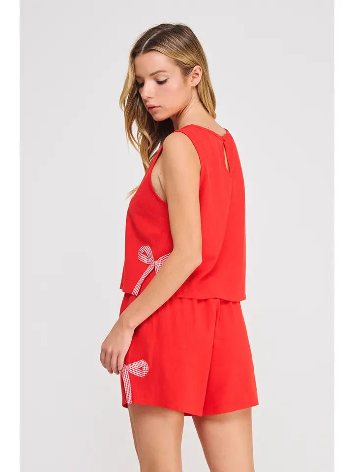 LINEN TANK W/ BOW HEM