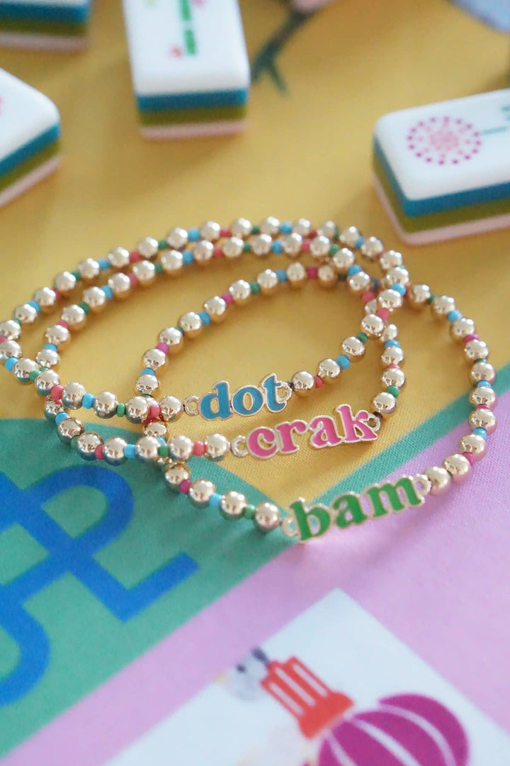 Dot Crack Bam Rainbow Ball Bead Stretch Bracelet Set of 3
