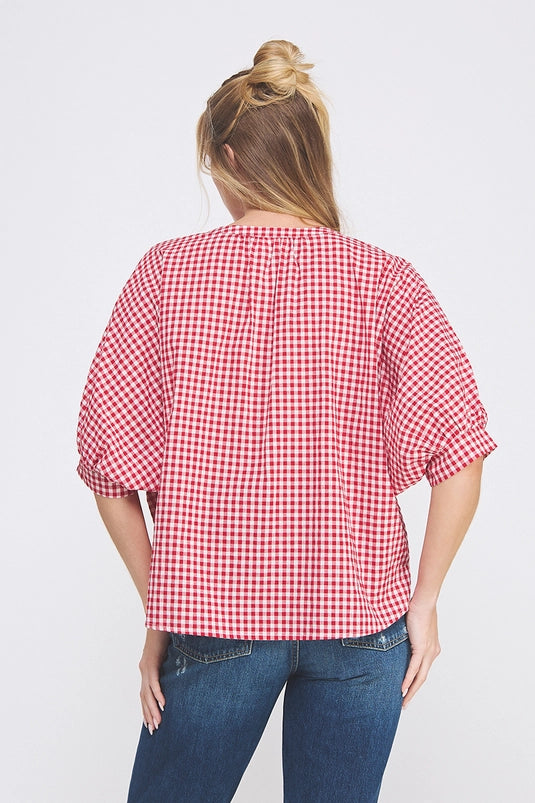 GINGHAM DOLMAN TOP