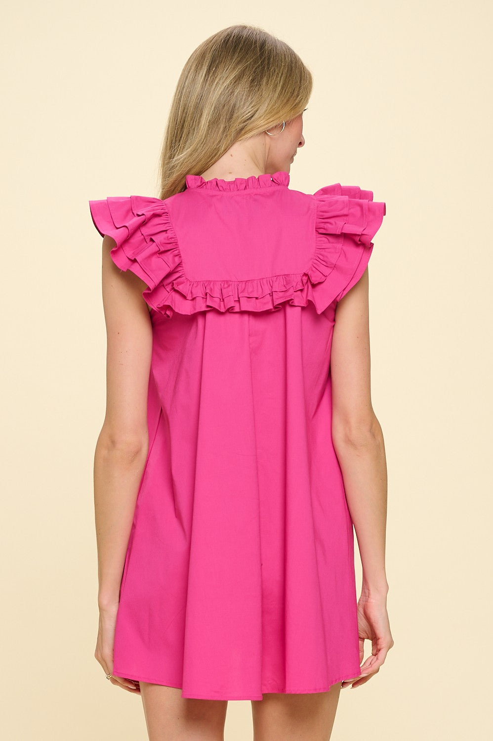 RUFFLE A-LINE POPLIN DRESS