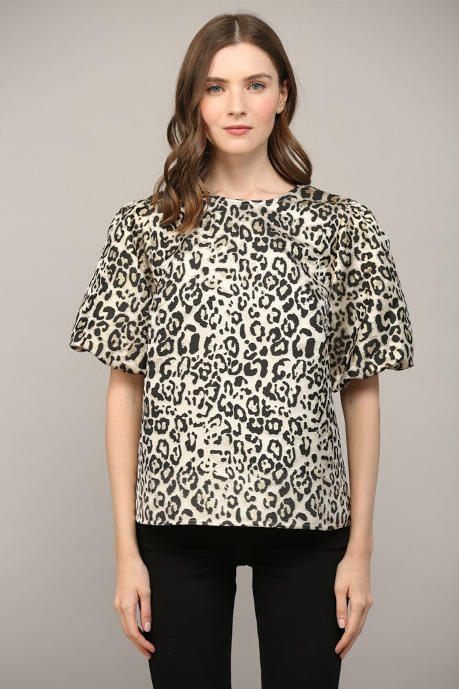 ANIMAL PRINT JACQUARD TOP