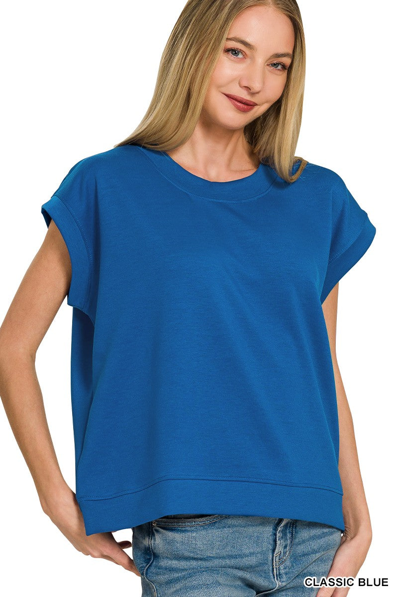 Cloud-Fleece Cuffed-Sleeve Top