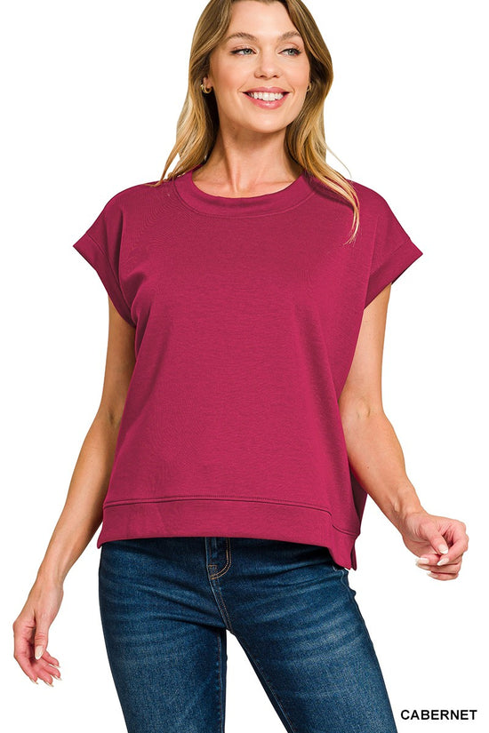 Cloud-Fleece Cuffed-Sleeve Top