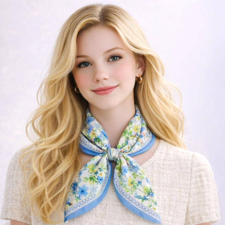 Vintage Botanical Floral Print Square Bandana Scarf