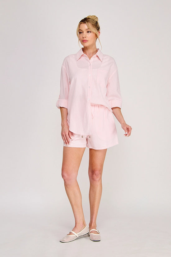 TWIN STRIPE COTTON BUTTON UP