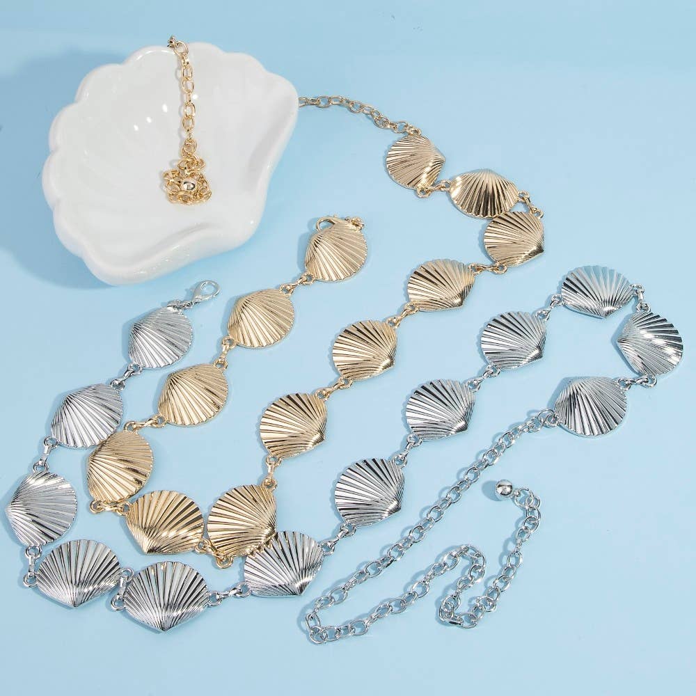Silver Seashell Link Chain Belt