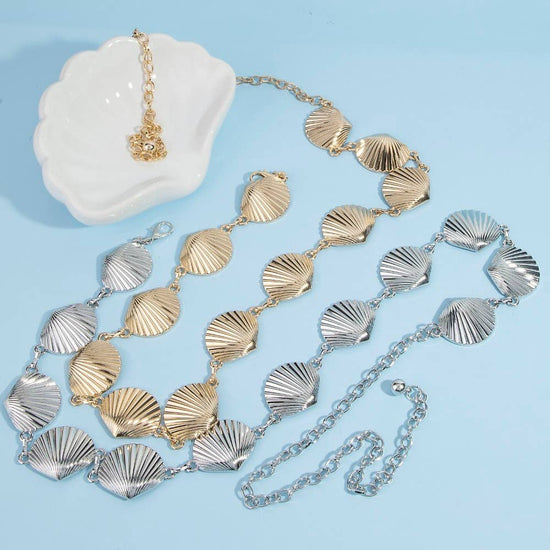 Silver Seashell Link Chain Belt