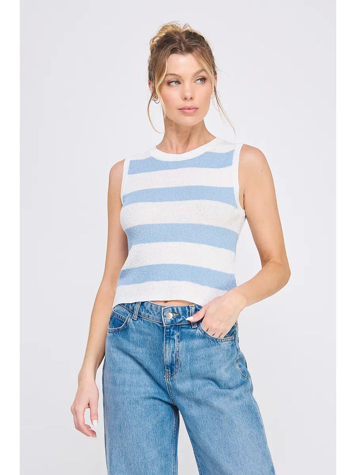 Pebbled Knit Striped Tank