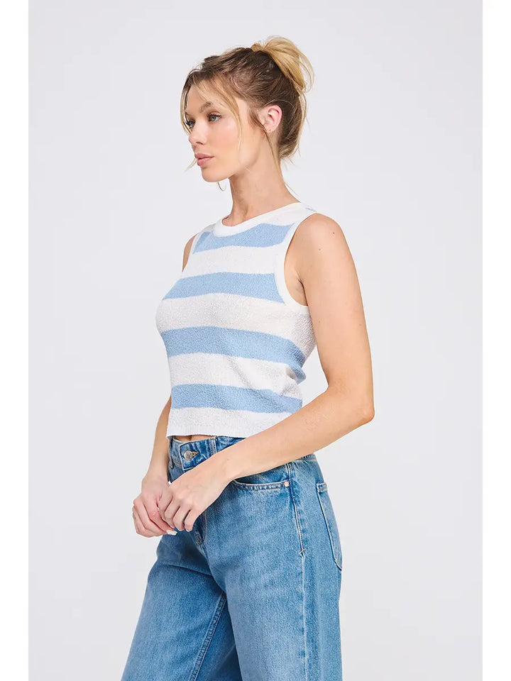 Pebbled Knit Striped Tank