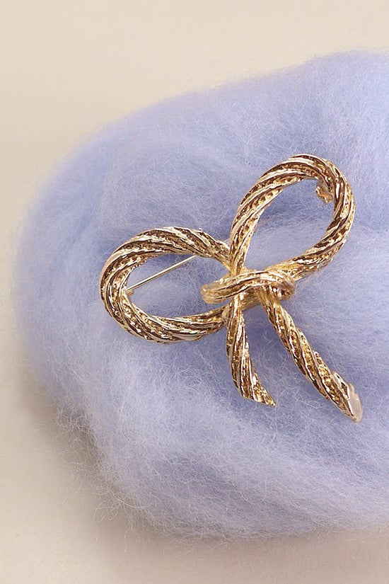ROPE GOLD BOW RIBBON BOW KNOT BROOCH