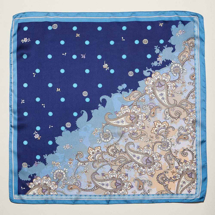 Polka Dot and Paisley Contrast Print Square Bandana Scarf