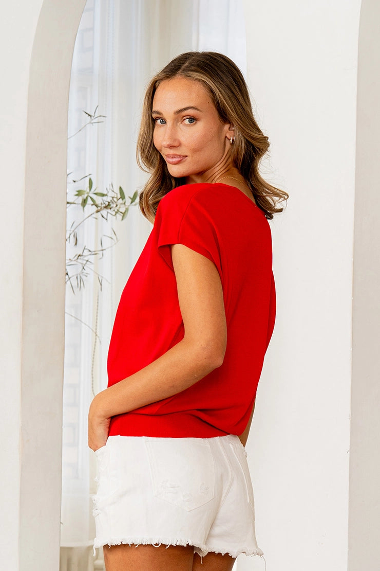 CAP SLEEVE VNECK TOP