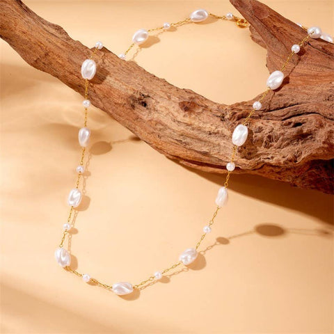 18K Stainless Steel Tarnish-Free Pearl Necklace