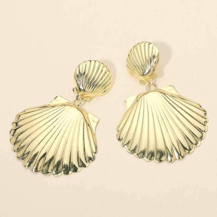 Double Metal Shell Drop Earrings