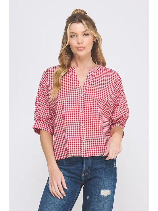 GINGHAM DOLMAN TOP