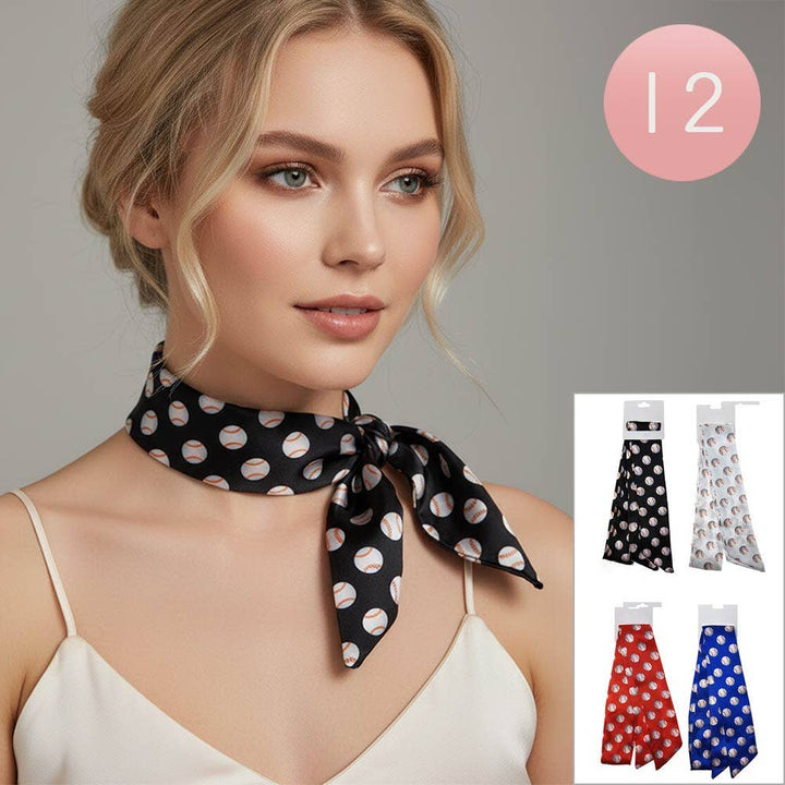 Baseball Pattern Print Twilly Scarves