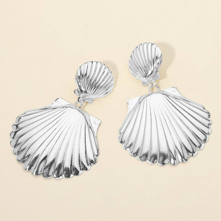 Double Metal Shell Drop Earrings