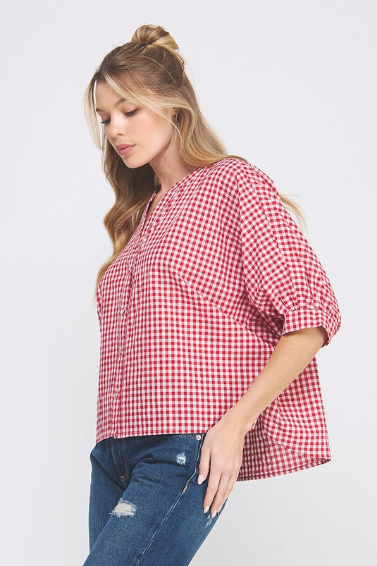 GINGHAM DOLMAN TOP