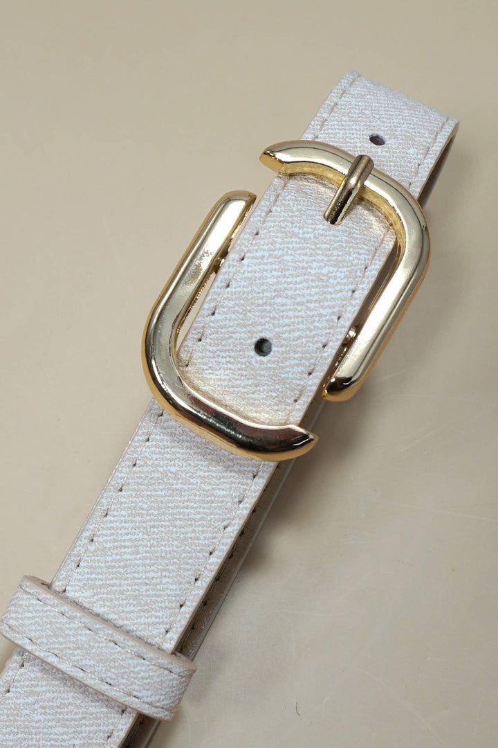 MODERN RECTANGLE BUCKLE FAUX LEATHER BELT