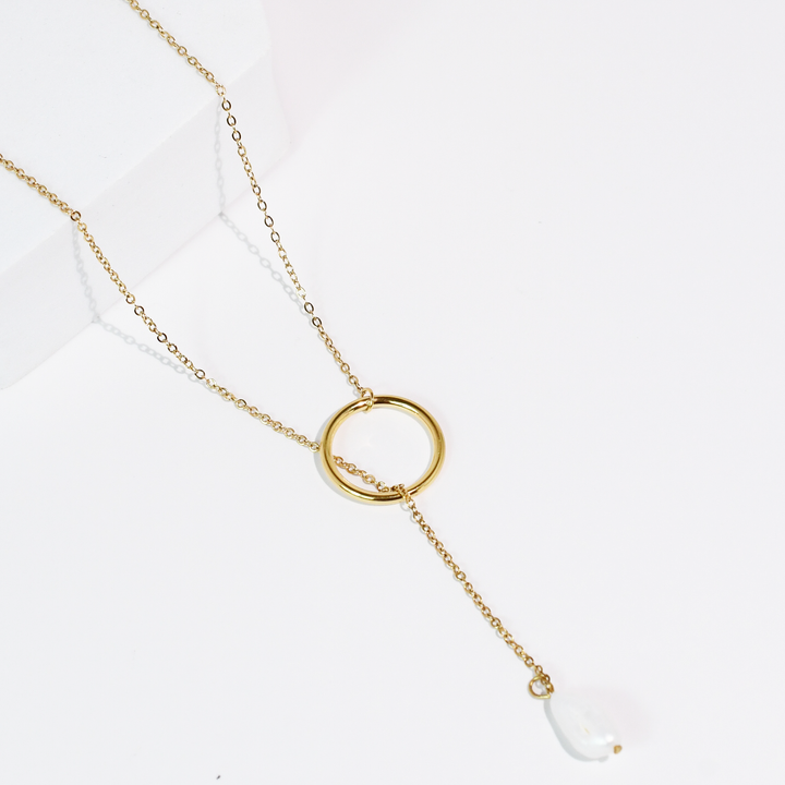 Halo Drop Pearl Necklace