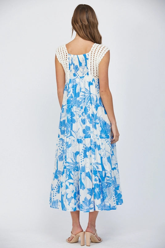 CROCHET TOP TIERED MAXI DRESS