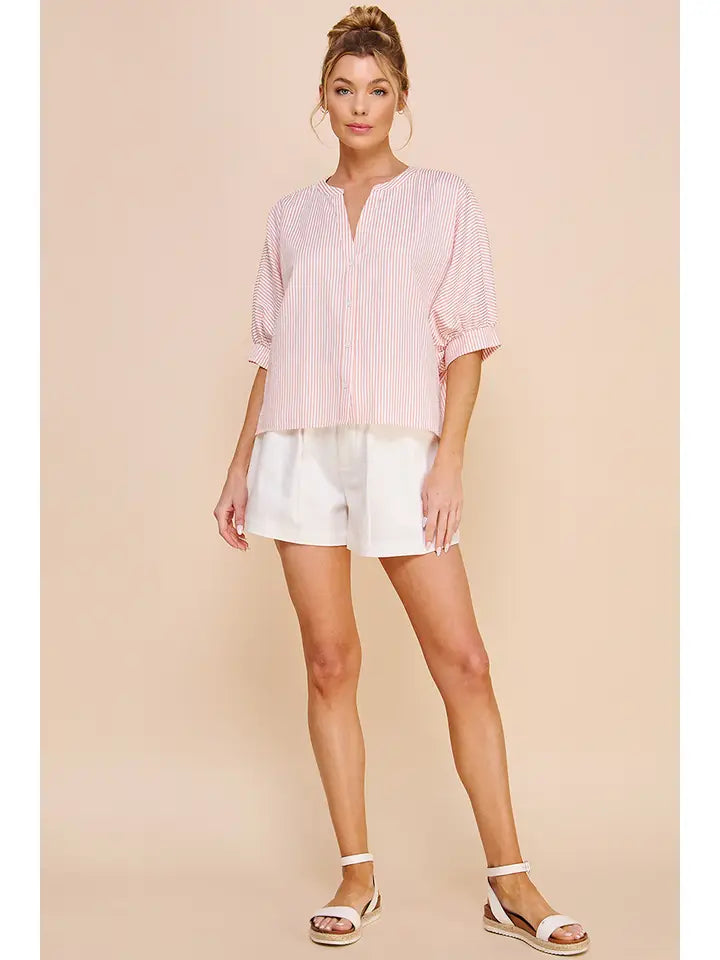 PINSTRIPE SEERSUCKER DOLMAN TOP