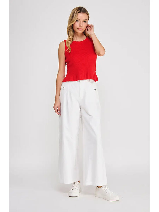 RIBBED KNIT PEPLUM TANK