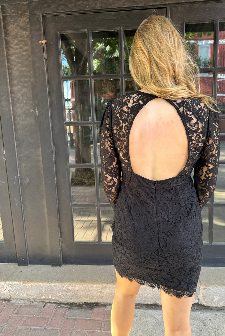 LACE OPEN BACK MINI DRESS