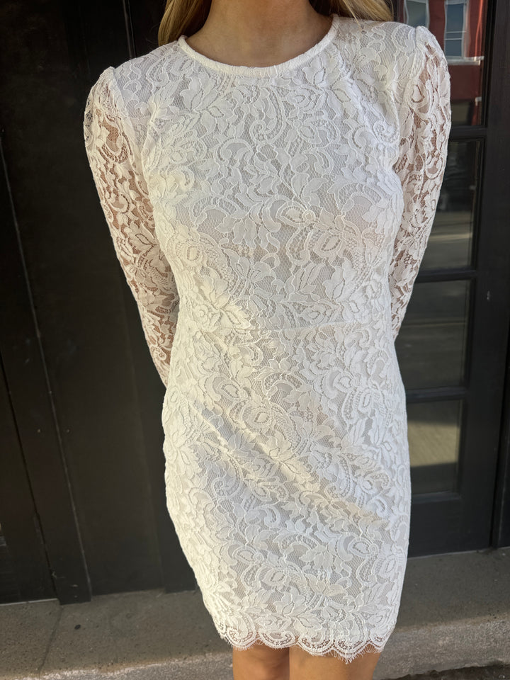 WHITE LACE OPEN BACK MINI DRESS