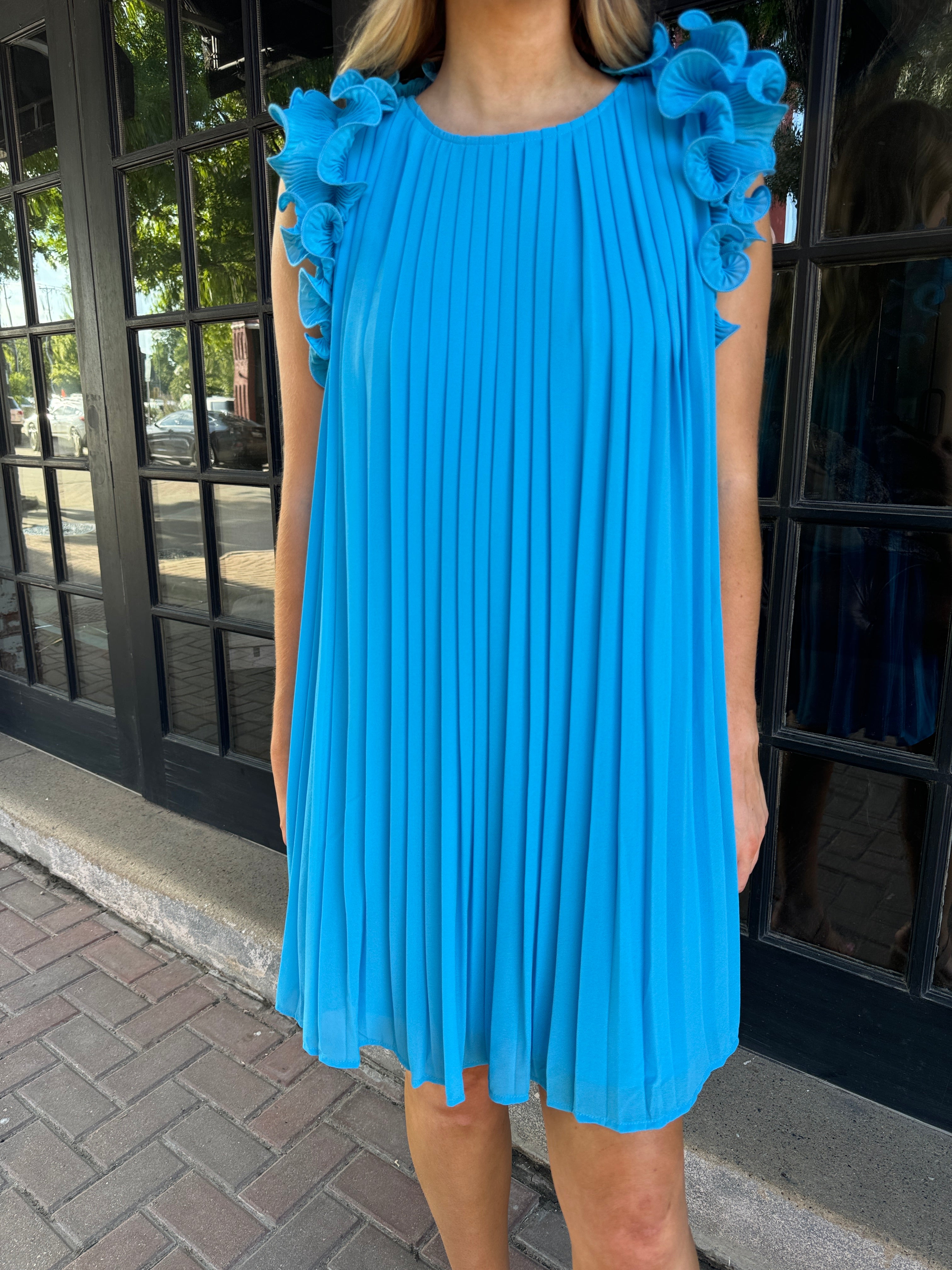 PLEATED SHIFT DRESS