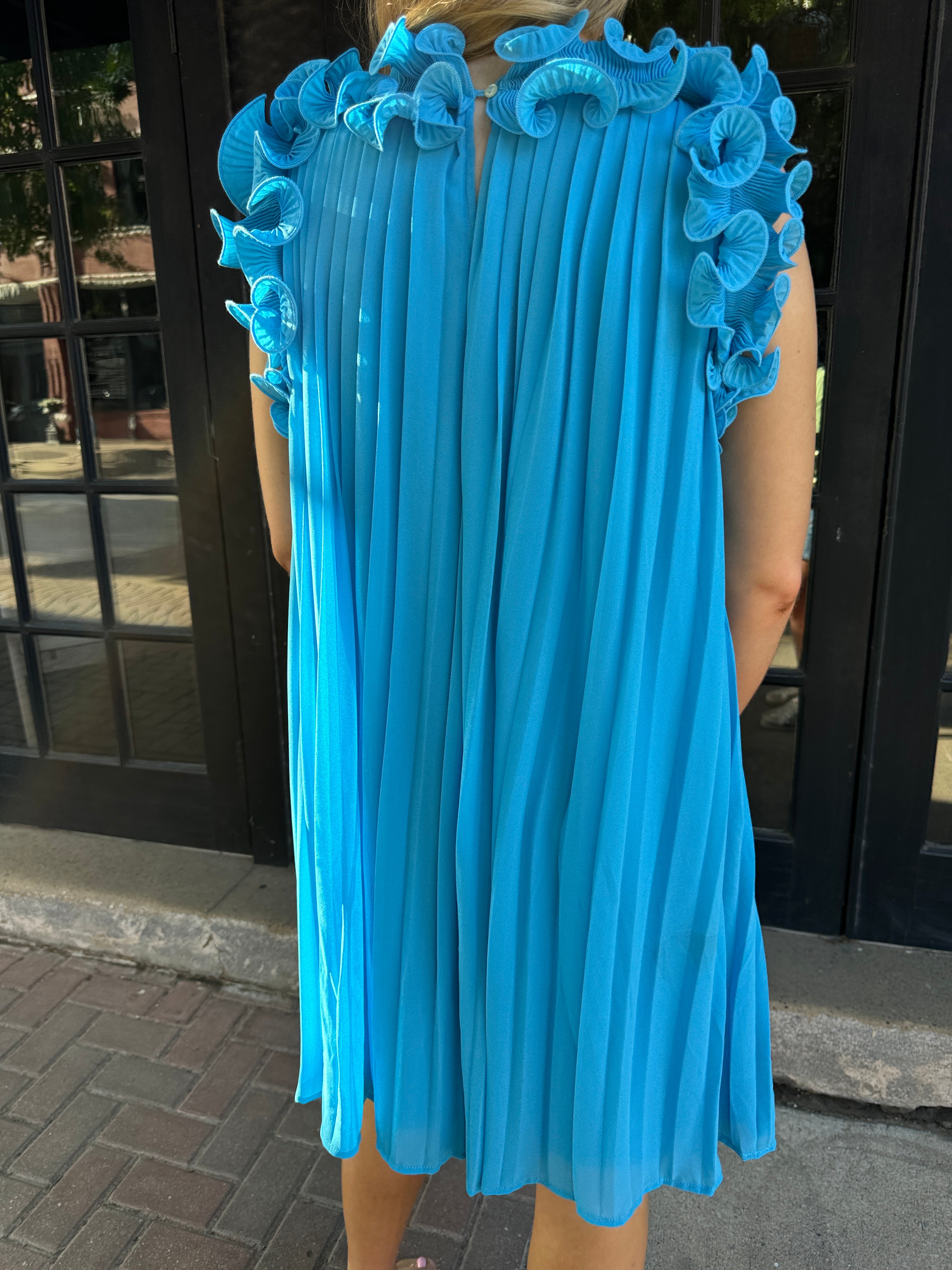 PLEATED SHIFT DRESS