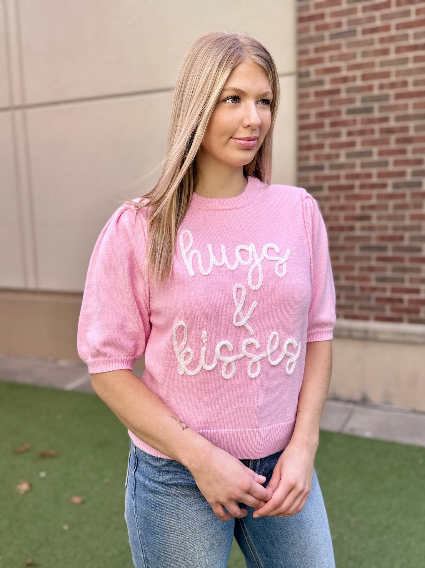 HUGS & KISSES SHORT SLEEVE SWEATER