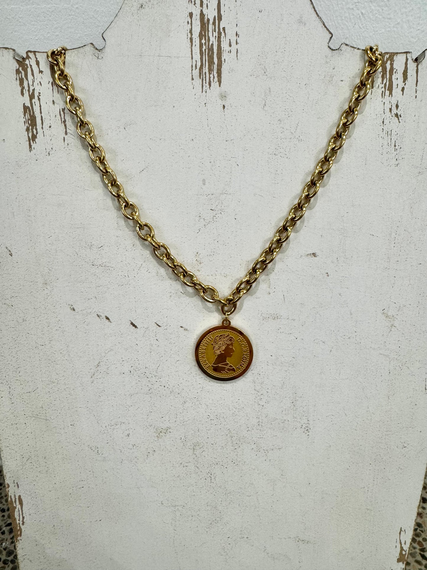 "GOD SAVE THE QUEEN" COIN NECKLACE