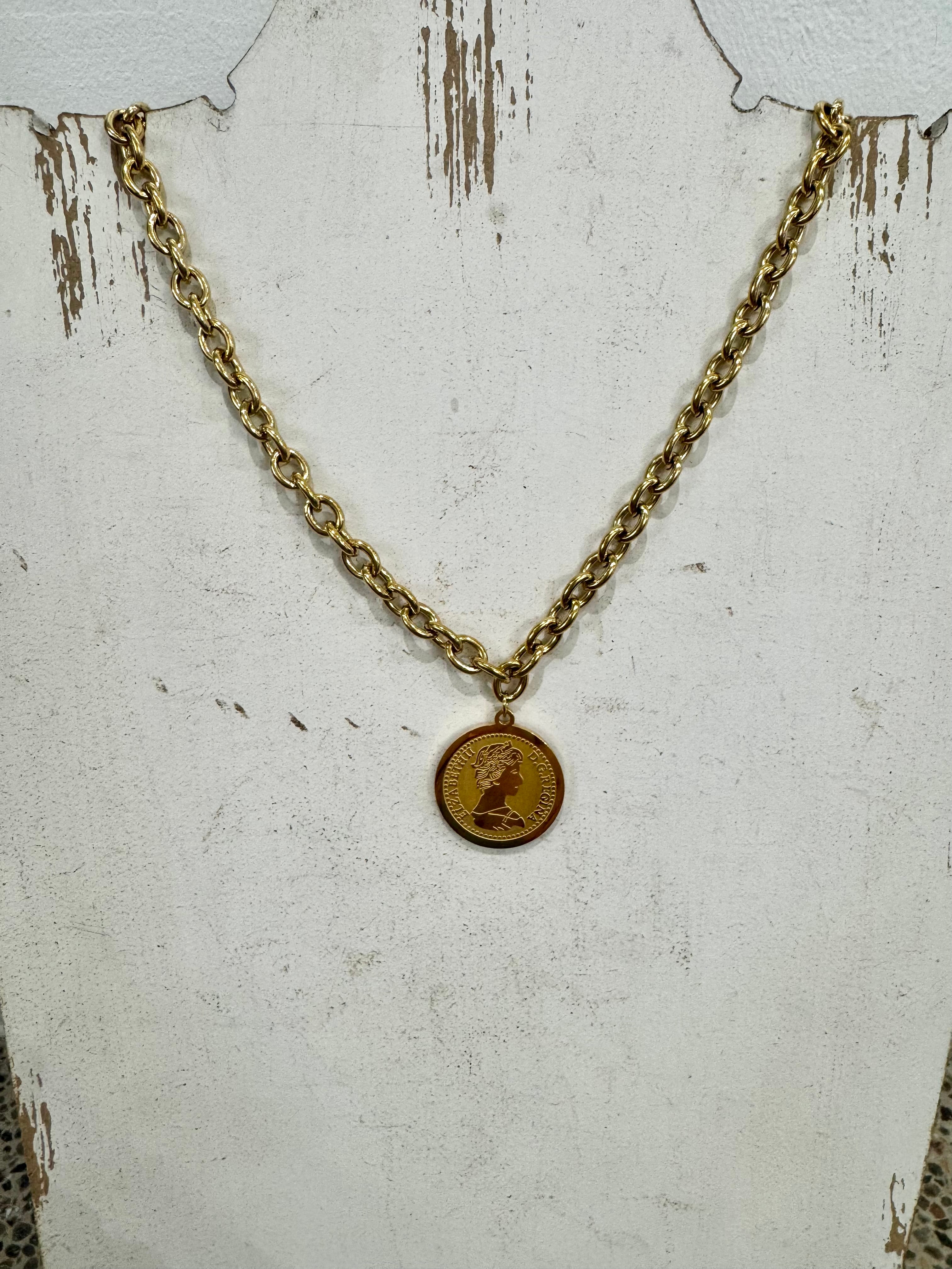 "GOD SAVE THE QUEEN" COIN NECKLACE